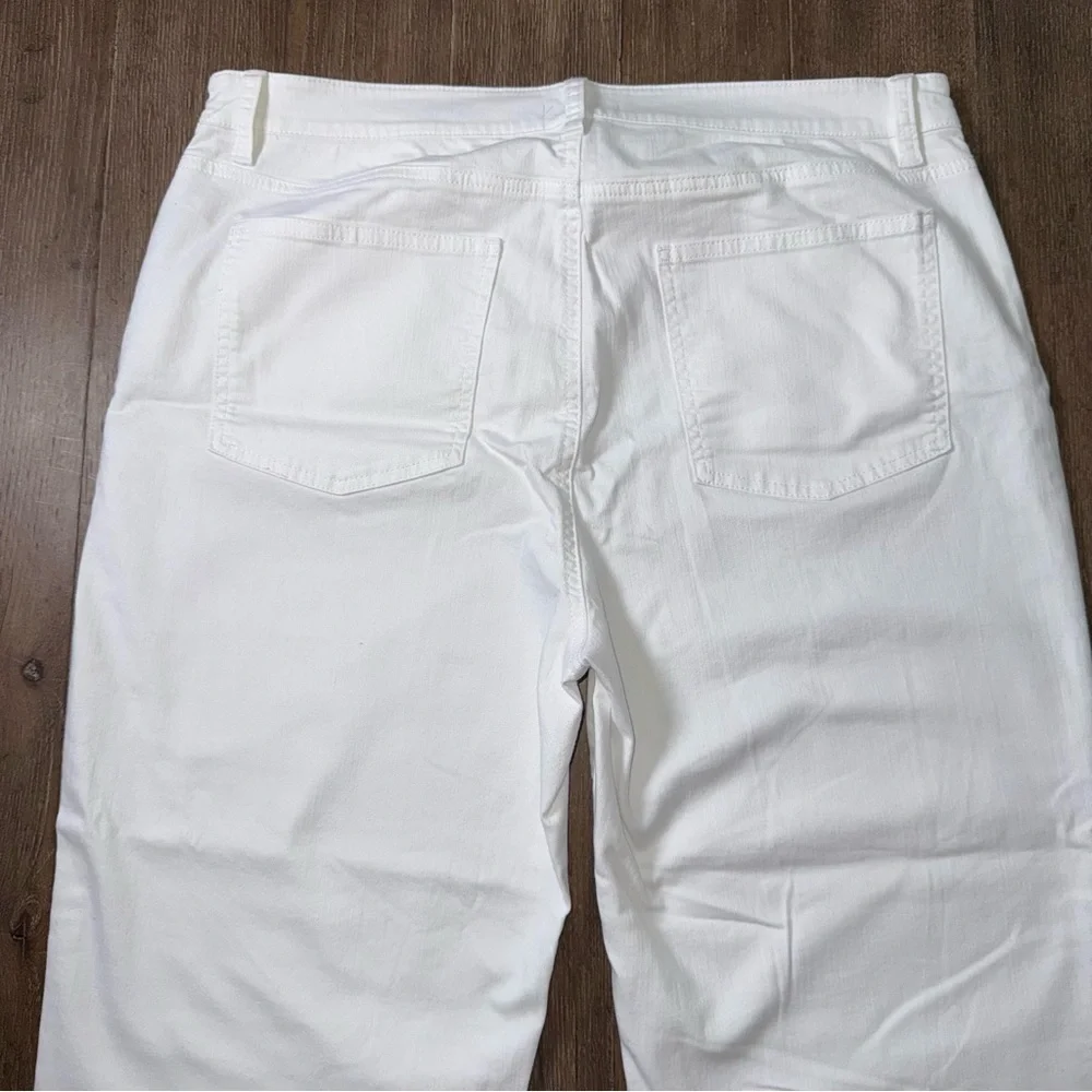 Eileen Fisher Organic Cotton Straight Leg Stretch Denim Pants White - Picture 12 of 14